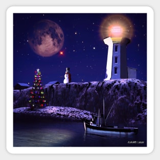 Christmas Eve Night in Peggy's Cove Sticker